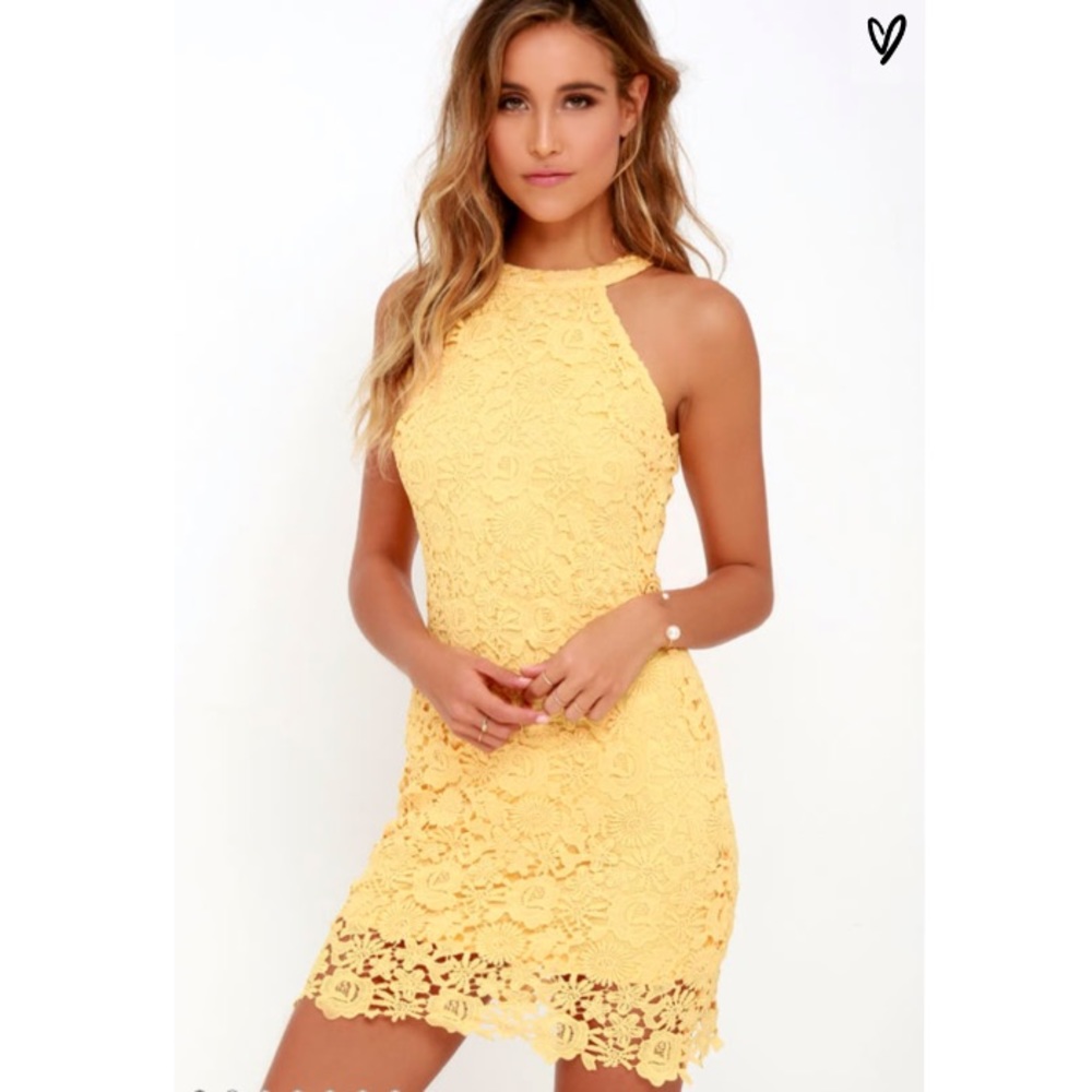 Lulus Yellow Lace Dress